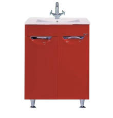 Тумба под раковину Misty Кристи 60 с Б/К красная пленка П-Кри01060-042ПрК