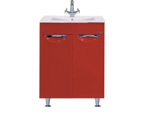 Тумба под раковину Misty Кристи 60 с Б/К красная пленка П-Кри01060-042ПрК