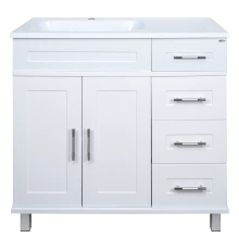 Тумба под раковину Misty Купер - 90 с 4 ящ. белая левая П-Куп01090-0124ЯЛ
