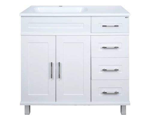 Тумба под раковину Misty Купер - 90 с 4 ящ. белая левая П-Куп01090-0124ЯЛ