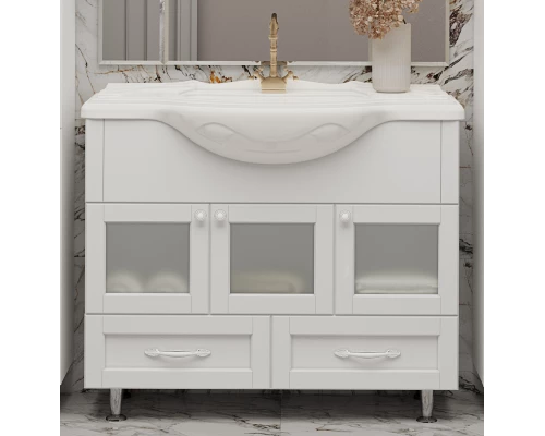 Тумба под раковину Misty Латте - 105 с 2 ящ. белая П-Лат01105-0122Я