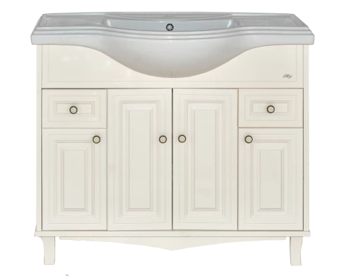 Тумба под раковину Misty Шармель 105 с 2-мя ящиками бежевая эмаль Л-Шрм01105-5812Я