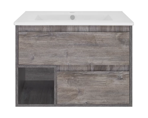 Тумба под раковину Misty Темза - 75 подвесная с двумя ящиками и нишей (Сосна Пасадена) П-Тем07075-0121Я