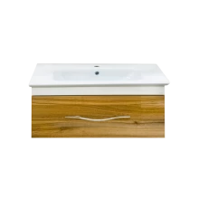 Тумба под раковину Misty Турин -100 Тумба подвесная орех глянец/белый П-Тур01100-96141ЯП