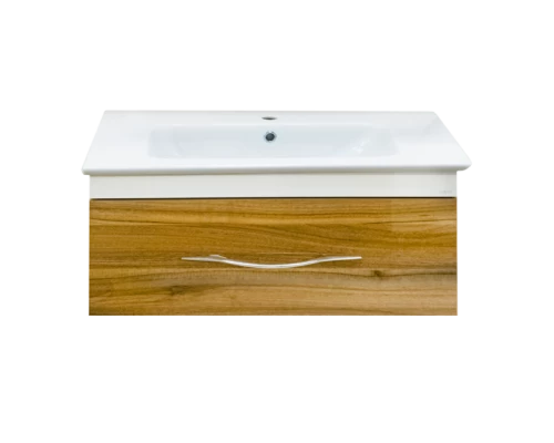 Тумба под раковину Misty Турин -100 Тумба подвесная орех глянец/белый П-Тур01100-96141ЯП