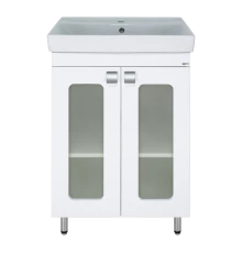 Тумба под раковину Misty Урал - 60 прямая со стеклом Э-Ура-01060-021Н