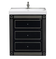 Тумба под раковину Misty Venezia - 75 с 3 ящ. черная с серебром Л-Внц01075-5533Я