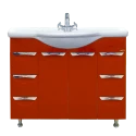 Тумба под раковину Misty Жасмин - 102 с 6 ящ. красная эмаль П-Жас01102-0416Я