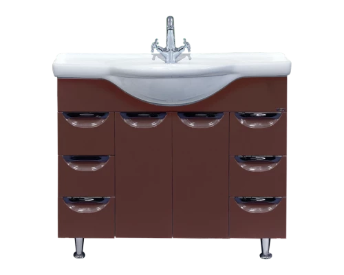 Тумба под раковину Misty Жасмин 105 с 6-ю ящиками коричневая эмаль П-Жас01105-1416Я