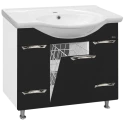 Тумба под раковину Misty Жасмин 95 с 2-мя ящиками и Б/К черная эмаль П-Жас01095-021К2Я