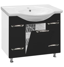 Тумба под раковину Misty Жасмин 95 с 2-мя ящиками и Б/К черная эмаль П-Жас01095-021К2Я
