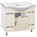 Тумба под раковину Misty Жасмин - 95 с 2 ящ. + Б/К бежевая эмаль П-Жас01095-031К2Я