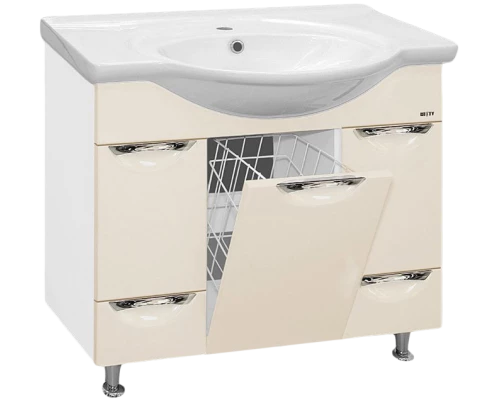 Тумба под раковину Misty Жасмин - 95 с 2 ящ. + Б/К бежевая эмаль П-Жас01095-031К2Я