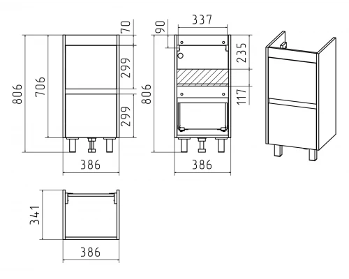 Тумба под раковину Misty Алиса - 40 с 1 ящ. Э-Али01040-0112Я