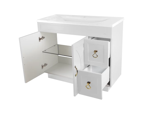 Тумба под раковину Misty Амбра - 100 белая с 2 ящ. П-Амб0100-011-2Я