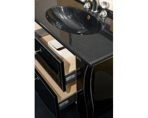 Тумба под раковину Misty Анжелика - 100 Тумба черная с серебром с 2 ящ./столешница Л-Анж01100-4212Я