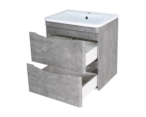 Тумба под раковину Misty Атлантик - 60 с 2 ящ. подвесная (серый камень) П-Атл-01060-501П2Я