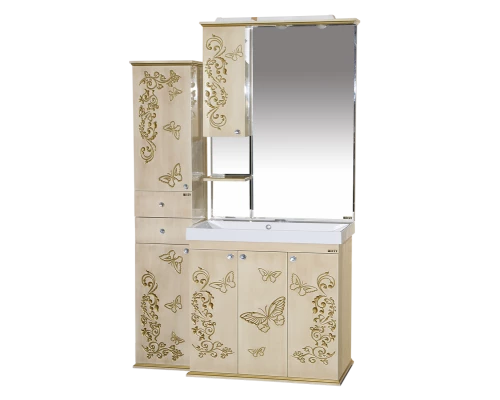 Тумба под раковину Misty Бабочка - 90 Тумба прямая бежевая патина Л-Баб01090-033Пр