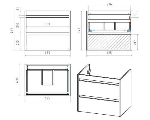 Тумба под раковину MISTY Brevita Balaton - 65 подвесная (белая)