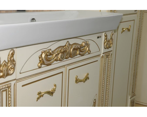 Тумба под раковину Misty Барокко 100 Тумба прямая бежевая патина Л-Бар01100-033Пр