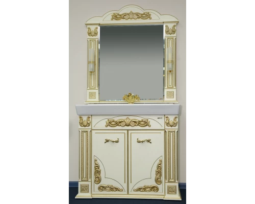 Тумба под раковину Misty Барокко 100 Тумба прямая бежевая патина Л-Бар01100-033Пр