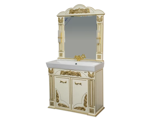 Тумба под раковину Misty Барокко 100 Тумба прямая бежевая патина Л-Бар01100-033Пр