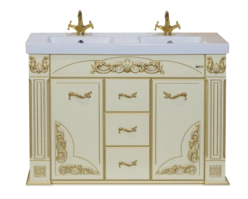 Тумба под раковину Misty Барокко 120 Тумба с 3 ящ бежевая патина Л-Бар01120-0333Я