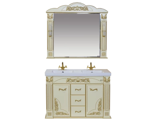 Тумба под раковину Misty Барокко 120 Тумба с 3 ящ бежевая патина Л-Бар01120-0333Я