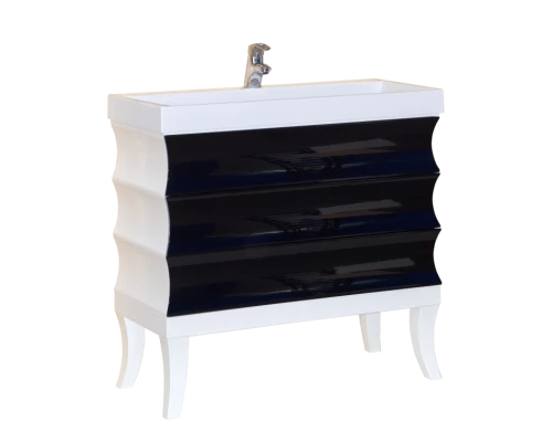 Тумба под раковину Misty Чикаго 100 с 3-мя ящиками черно-белая Л-Чик01100-2413Я