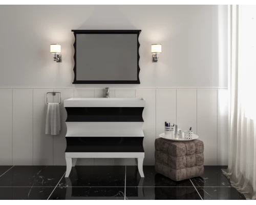 Тумба под раковину Misty Чикаго 100 с 3-мя ящиками черно-белая Л-Чик01100-2413Я