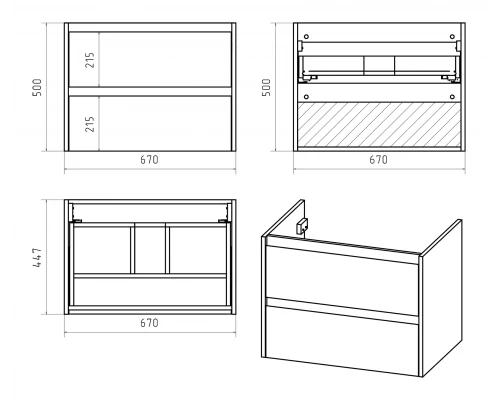 Тумба под раковину Brevita Dallas - 70 подвесная