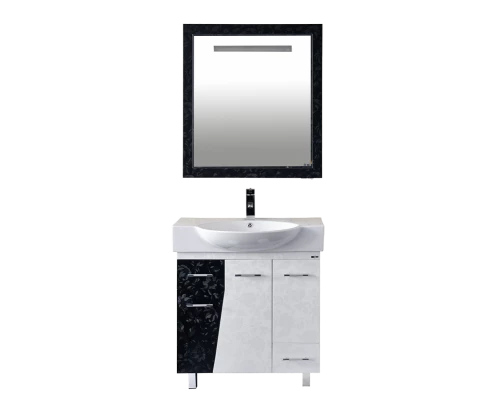 Тумба под раковину Misty Домино - 75 Тумбас 2 ящ. напольная комб.черно/белая П-Дом01075-2422Я