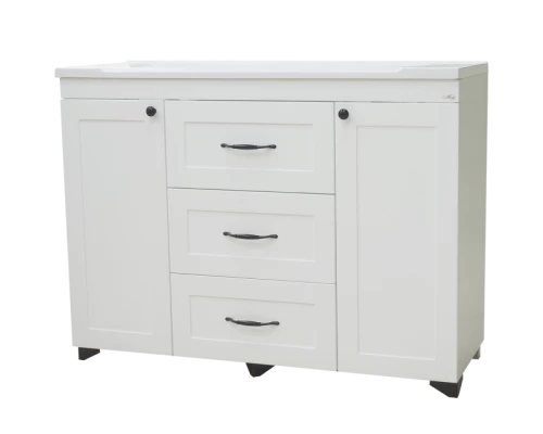 Тумба под раковину Misty Дуэт - 120 белая матовая с 3 ящ. П-Ду061203я01-1