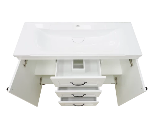 Тумба под раковину Misty Дуэт - 120 белая матовая с 3 ящ. П-Ду061203я01-1