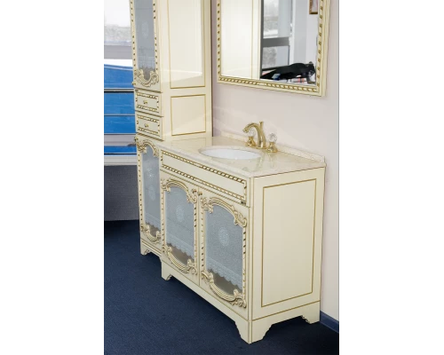 Тумба под раковину Misty Элис - 80 Тумба прямая беж. патина стекло/столешница Л-Эли01080-033Пр