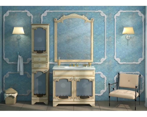 Тумба под раковину Misty Элис - 80 Тумба прямая беж. патина стекло/столешница Л-Эли01080-033Пр