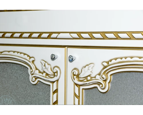 Тумба под раковину Misty Элис - 90 Тумба прямая белая патина стекло/столешница Л-Эли01090-013Пр