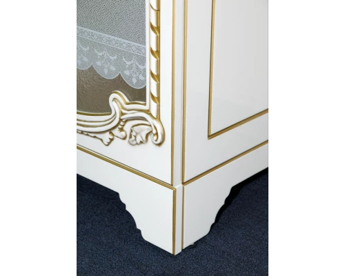 Тумба под раковину Misty Элис - 90 Тумба прямая белая патина стекло/столешница Л-Эли01090-013Пр