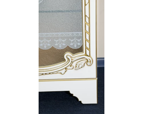 Тумба под раковину Misty Элис - 80 Тумба прямая белая патина стекло/столешница Л-Эли01080-013Пр