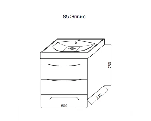 Тумба под раковину Misty Элвис - 85 Тумба напольная с 2 ящ. белая эмаль П-Элв01085-0112Я