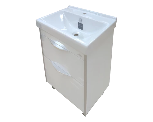 Тумба под раковину Misty Фест - 60 Тумба 2 ящ. Белая эмаль Стекло П-Фст01060-52102Я