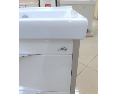 Тумба под раковину Misty Фест - 60 Тумба 2 ящ. Белая эмаль Стекло П-Фст01060-52102Я