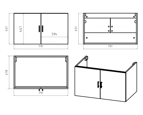 Тумба под раковину Misty Галвер - 80 подвесная