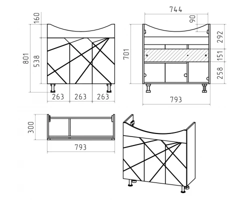 Тумба под раковину Misty Грани - 80