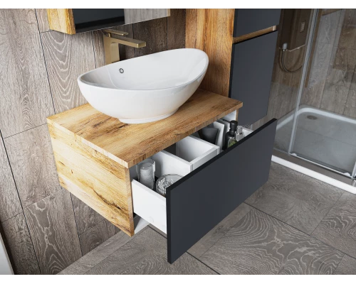 Тумба под раковину Misty Ива - 80 с 1 ящ. (графит) П-Ива-01080-481Я