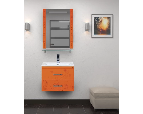 Тумба под раковину Misty Kitty 50 с 2-мя ящиками апельсиновый фреш Л-Кит01050-13П2Я