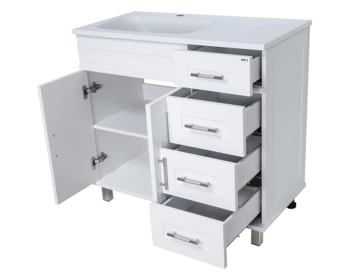Тумба под раковину Misty Купер - 90 с 4 ящ. белая левая П-Куп01090-0124ЯЛ