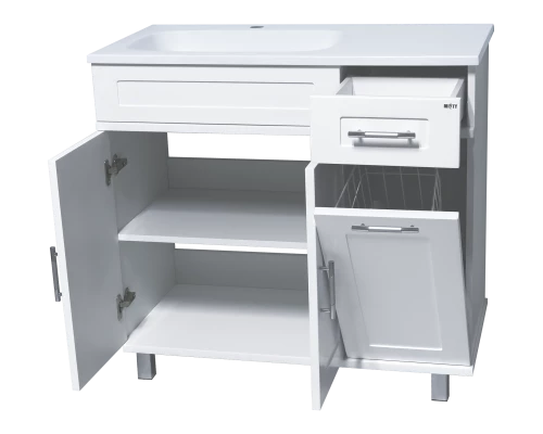 Тумба под раковину Misty Купер - 90 с Б/К белая левая П-Куп01090-012БкЛ