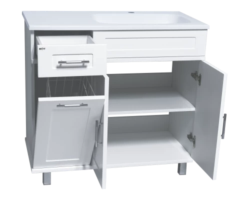 Тумба под раковину Misty Купер - 90 с Б/К белая правая П-Куп01090-012БкП