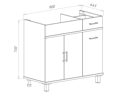 Тумба под раковину Misty Купер - 90 с Б/К белая левая П-Куп01090-012БкЛ